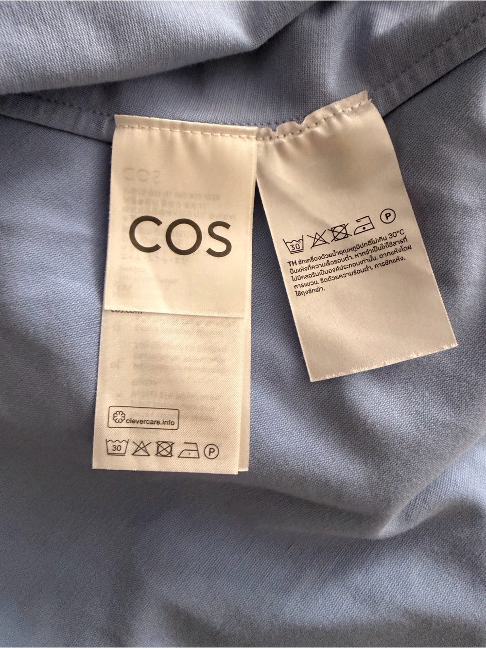 COS Midi Jersey Cinch Waist Gathered Dress Size Large Minimalist Blue Sleeveless - Picture 6 of 9